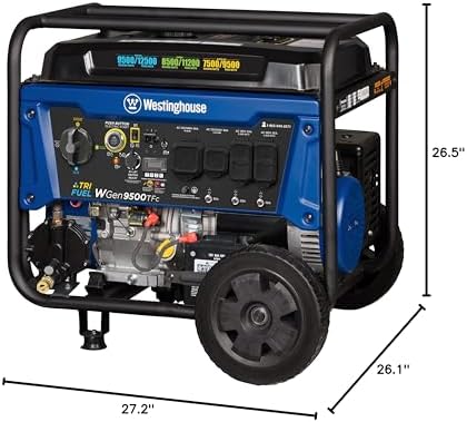 Westinghouse 12500 Peak Watt Tri-Fuel Home Backup Portable Generator, Remote Electric Start, Transfer Switch Ready, Gas, Propane, and Natural Gas Powered