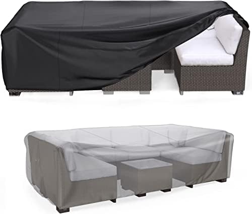 Patio Furniture Set Cover Waterproof, Mrrihand Outdoor Sectional Sofa Set Cover Heavy Duty 600D Table and Chair Set Cover 98" L× 78" W× 30" H