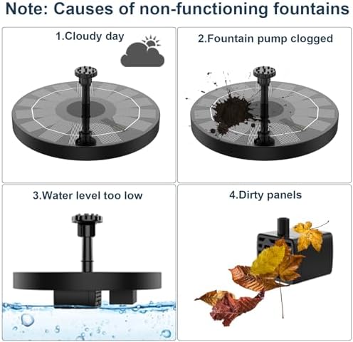 AISITIN 2.5W Solar Bird Bath Fountain, Solar Fountain for Bird Bath with 6 Nozzles, 6.7" Solar Powered Water Fountain for Garden, Ponds, Pool, Fish Tank, Outdoor and Aquarium, 2 Pack