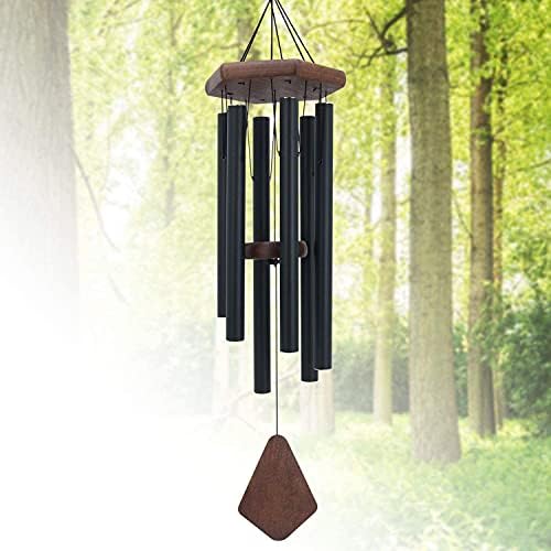 Wind Chimes for Outside, 30" Black Aluminium Wind Chime with Wind Catcher, Outdoor Garden Patio Decoration Windchimes, Classic Zen Gift for Men and Women