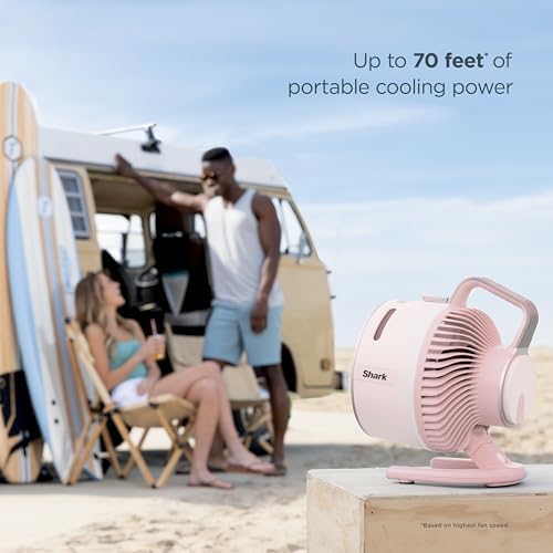 Shark FlexBreeze HydroGo Fan—Ultra-powerful portable fan with indoor + outdoor mist. Up to 70 feet of reach, corded & cordless, up to 12-hr. battery, 5 speeds, evaporative misting, Grey, FA052