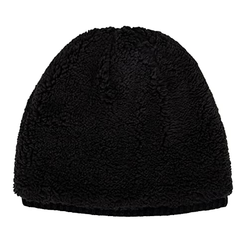 Dockers Men's Beanie Warm Winter Knit Hat, Black Sherpa, One Size