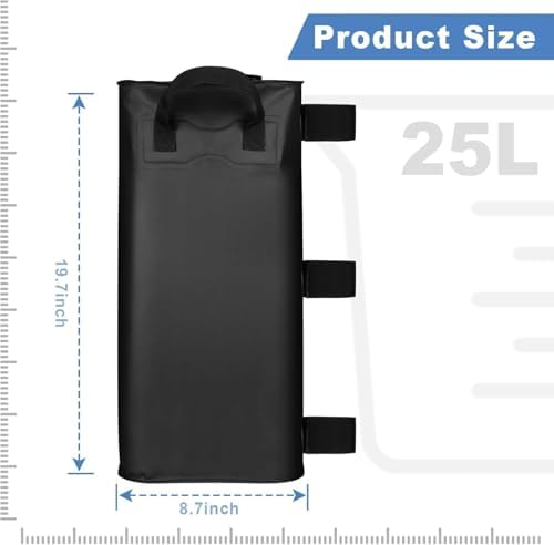 Canopy Water Weights Bag Set of 4, 220 LBS Gazebos Tent Water Weights Set, 4 Leg Weights for Gazebo, Pop-Up Canopy, Canopies, Tent (Black 25L)