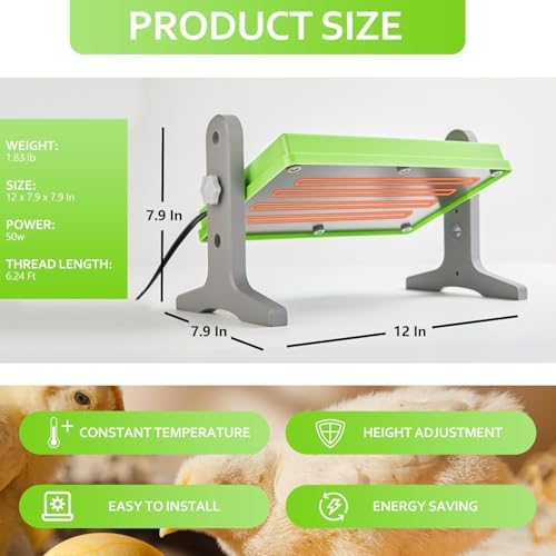 Chick Brooder (12"x8") Brooder Heater for Chicks Ducks and Birds Incubation Heating Keep Chicks Warm Newly Upgraded Temperature Adjustable Height Adjustable Chick Heating Plate - Green