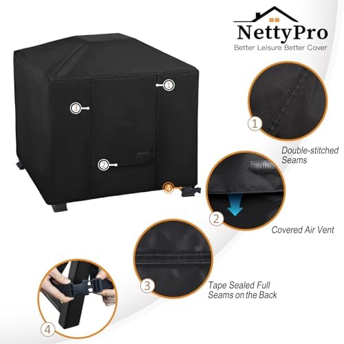 NettyPro Square Fire Pit Cover Fade Resiatant Waterproof Heavy Duty 600D Outdoor Patio Firepit Cover for Gas Propane Fire Pit Table, 36 x 36 x 24 Inch, Black