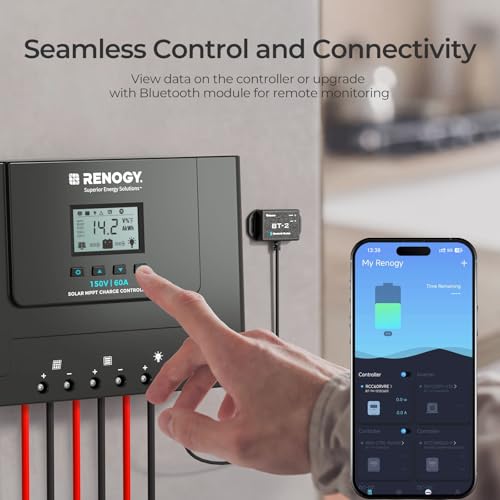Renogy 60A MPPT Solar Charge Controller 12V/24V/36V/48V Auto, 150V Maximum Solar Input, Compatible with Lithium AGM Gel Batteries, for Home RV Marine Workshop, Rover Lite 60A