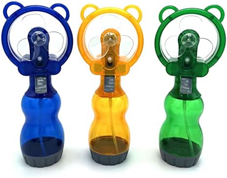 Water Misting Fan Portable Handheld Spray Fans Battery Operated for Outdoor Cooling- Set of 3 (Blue/Green/Yellow)