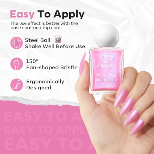 modelones Jelly Nude Nail Polish, 15 ml Jelly Natural Pink Translucent Color Quick Dry Nail Lacquer Strengthener Long Last Shine Fingernail Toe Nail Art DIY Home Travel Manicure Gift for Women Girls