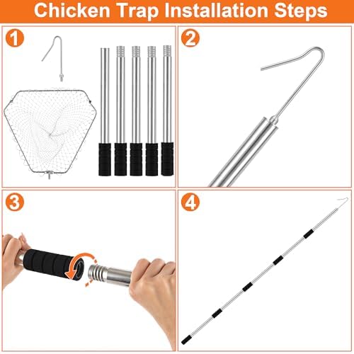 Erweicet Chicken Catcher, Chicken Leg Hook Coop Accessories 33" to 75" Inch Chicken Catcher Net for Catching Chickens Ducks Goose Birds