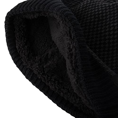 Dockers Men's Beanie Warm Winter Knit Hat, Black Sherpa, One Size