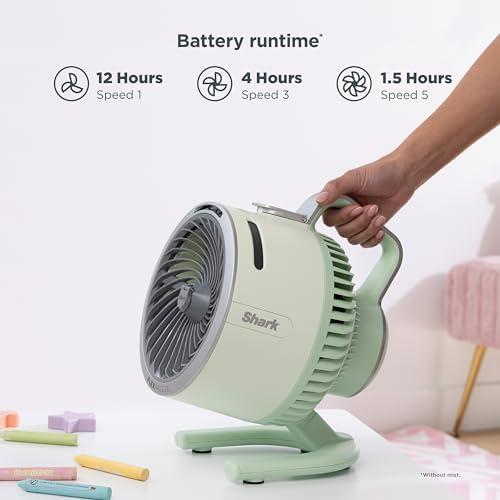 Shark FlexBreeze HydroGo Fan—Ultra-powerful portable fan with indoor + outdoor mist. Up to 70 feet of reach, corded & cordless, up to 12-hr. battery, 5 speeds, evaporative misting, Grey, FA052