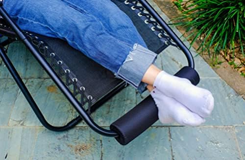 2 Pack Zero Gravity Chair Foot Rest, TOPJUM Footrest Cushion for Anti Gravity Folding Recliner, Footrest Padding for Patio Lawn Outdoor Chair, Lounge Accessory for Tall User (Black - Set of 2)
