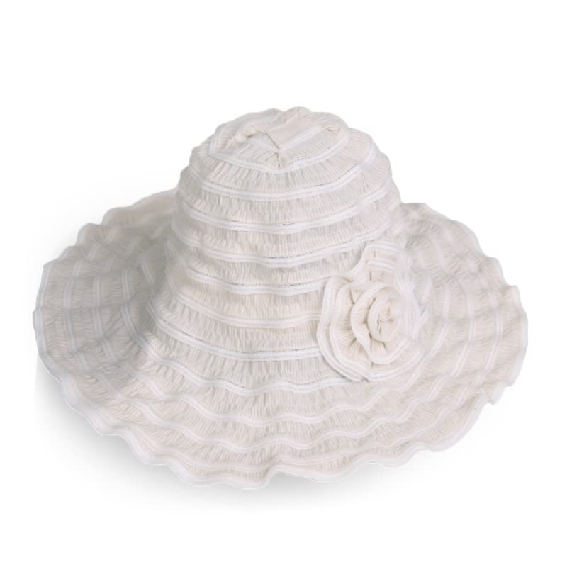 Women's Folding Vintage Outdoor Sun Hats for Beach Garden Travelling UV Protection White
