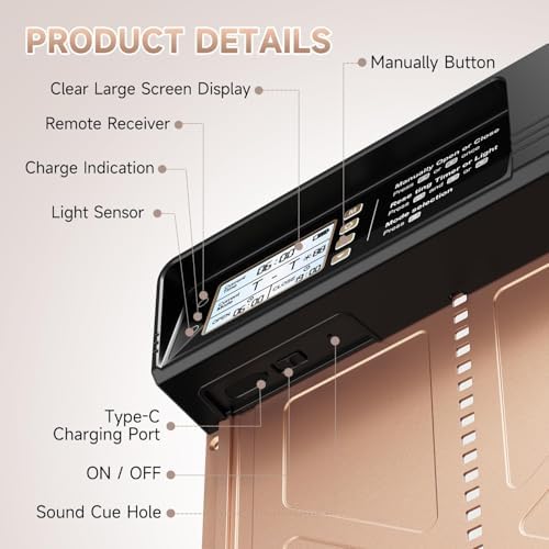 FAKI Automatic Chicken Coop Door Solar Powered with Timer Light Sensor, 2000mAh Battery and 4 Modes, Anti-Pin Brown.