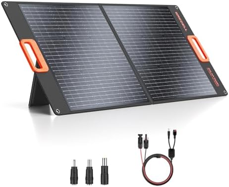 GRECELL 100W Portable Solar Panel for Power Station Generator, 20V Foldable Solar Cell Solar Charger with High-Efficiency Battery Charger for Outdoor Camping Van RV Trip