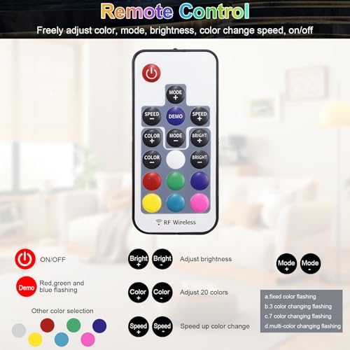 RGB Underwater Pond Lights, 20 Colors Dimmable Submersible Led Fountain Lights with Timer, IP68 Waterproof with Remote Control for Outdoor Ponds Aquarium Garden Pool (Set of 4)