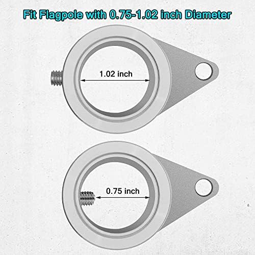 Flag Pole Rings, Aluminum Alloy Flagpole Rings 360° Rotating Anti Wrap Flag Mounting Ring, Spinning Flag Pole Clips with Carabiner for 0.75-1.02 Inch Diameter- Pack of 4 (Matte Silver)