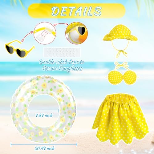 Hawaiian Goose Outfit with Sunglasses & Wreath,Porch Goose Outfits for 23" 17" Cement Plastic Goose Clothes Costumes,Garden Decor Goose and Duck Costume for Outdoor Statues(Bikini)