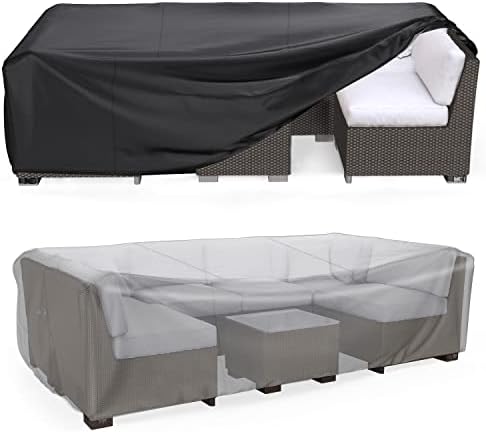 Patio Furniture Set Cover Waterproof, Mrrihand Outdoor Sectional Sofa Set Cover Heavy Duty 600D Table and Chair Set Cover 107" L×81" W×27.9" H