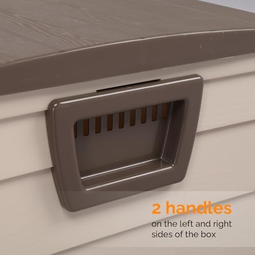 VINGLI 75 Gallon Outdoor Storage Box, Lockable Plastic Storage Containers with Lid, Patio Deck Box Furniture for Garden, Pool, Balcony, Yard (Coffee)