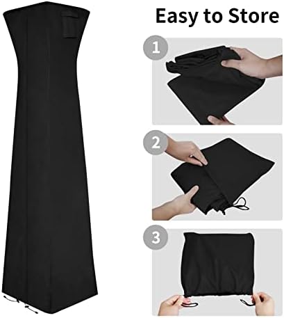 Easy-Going Pyramid Torch Patio Heater Cover with Zipper and Storage Bag, Waterproof Outdoor Heater Cover Dustproof, UV-Resisant, Wind-Resistant (90"H x 23"L x 23"W, Black)