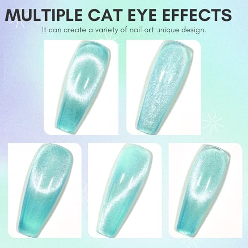Makartt Cat Eye Gel Nail Polish - Black Hole Holographic Sparkly Gel with Magnet Stick, UV LED Soak Off for Nail Art Designs, Neutral Territory