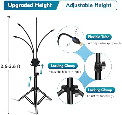 Standing Misters for Outside Patio – 3.6 FT Adjustable Height Stand Misting System for Outdoor Cooling, Portable Water Mister for Mist Playing, Backyard, Porch & Sprinkler