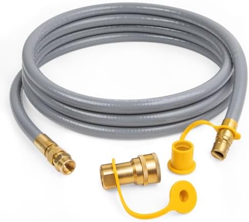 GASPRO 12 Feet 3/8" ID Natural Gas Hose, Low Pressure LPG Hose with Quick Connect, for Weber, Char-broil, Pizza Oven, Patio Heater and More