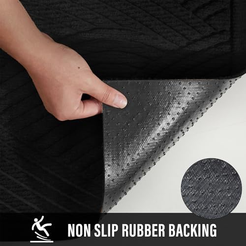 Sturdy Front Door Mat, Absorbent Muddy Dirt Resist Welcome Door Mats Outdoor Indoor, Stain and Fade Resistant, Non-Slip Backing Entry Mat Low Profile Doormat for Entryway, 36×24, Black