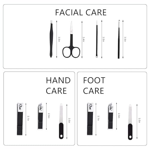 Nail Clipper Set Manicure Set Men Manicure Kit with Portable Travel Case Toe Finger Nail Clippers Personal Care Tools Men Grooming Kit Present for Husband Boyfriend Family(black white)