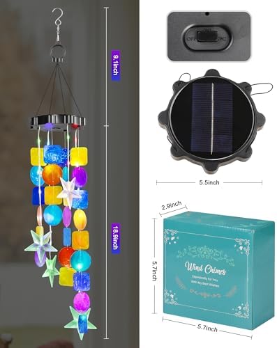 Solar Wind Chimes Decorative Lights for Outside,Shells Lights Gifts for Mom Grandma Women Wife Girls, Solar Hanging Lights for Holiday Garden Yard Window