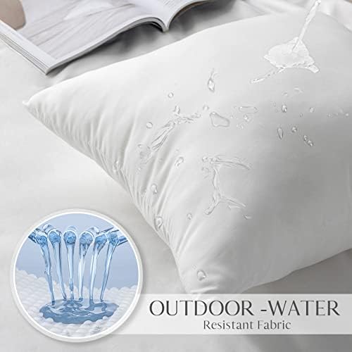 Ashler Outdoor Pillow Inserts, 18x18 Waterproof Throw Pillows Pack of 2, Outdoor Pillows Water-Resistant Decorative Premium Square Pillow Stuffer Sham for Porch Patio Living Room Bedroom Furniture