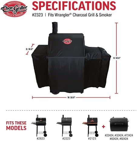 Char-Griller 2323 Wrangler Charcoal Grill Cover, Black