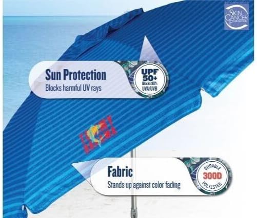 T0MMY BAHAMA 8 ft Beach Umbrella with wind vent and sand anchor