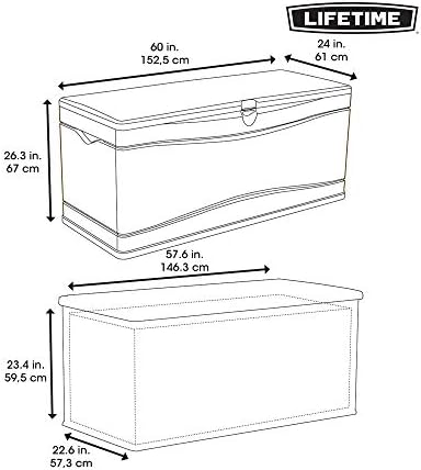 LIFETIME 60298 Heavy Duty Outdoor Storage Deck Box, 130 Gallon, Gray