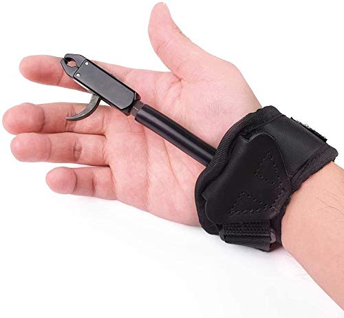 Archery Compound Bow Release Aid Trigger Caliper Shooting Camo/Black Design - Adjustable Black Wrist Strap (Pack of 1)