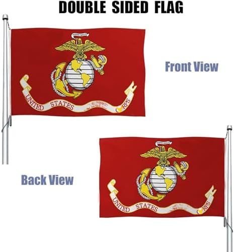 US Marine Corps Flag 3x5 Outdoor Double Sided - Heavy Duty Polyester US Military Army Flags Long Lasting with 2 Brass Grommets