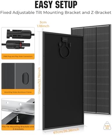 200 Watt Solar Panel 18BB, 25% High Efficiency, N-Type 12V 200W Solar Panel, Monocrystalline PV Modules, for Rooftop, RV, Farm, Trailer, Marine, Home Off-Grid System