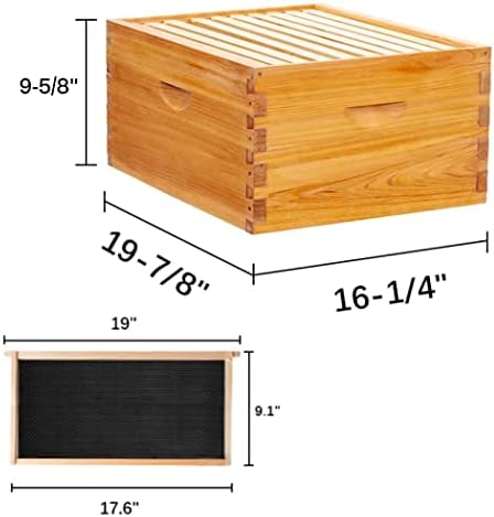 10-Frame Beehive Box Langstroth Deep Brood Box Dipped in 100% Beeswax Includes Wooden Frames & Waxed Foundations (Unassembled)
