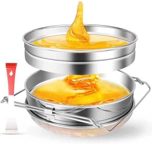 Stainless Steel Honey Strainer, Double Sieve Honey Filter, Honey Filters for 5 Gallon Bucket, Honey Fine Mesh Strainer, Honey Extractor Sieve Equipment for Clean Honey with Honey Harvesting Equipment