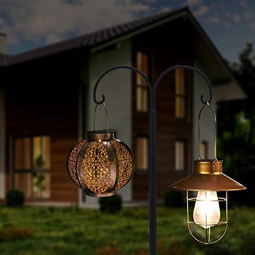 Bird Feeder Pole, Double Shepherds Hooks for Outdoor, 5 Base Prongs Adjustable Stand for Hanging Heavy Duty Feeders, Plant Baskets, Garden Plant Hanger Stands (78Inch, 2 Pack)