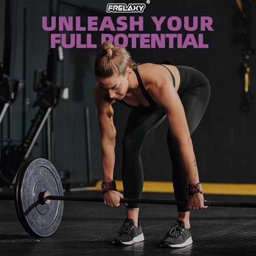 Frelaxy Lifting Wrist Straps Women and Men, Weight Lifting Grips with Cushion Wrist Loop, Double Layer Leather and Storage Pouch, Gym Workout Straps for Deadlift and Powerlifting (All Black)