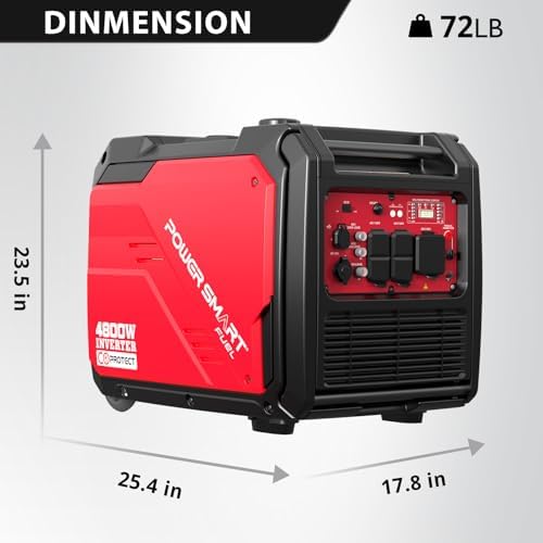 PowerSmart 4800-Watt Portable Inverter Generator with Wheels Handle Kit, CO Sensor, Quiet, 30 Amp for RV-Ready, HB5046C