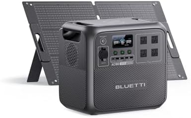 BLUETTI Solar Generator AC180 with 100W Solar Panel (Ships Separately), 1152Wh Portable Power Station w/ 4 1800W (2700W Surge) AC Outlets, LFP Power for Camping, Power Outage