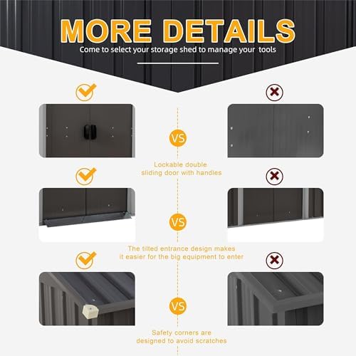 Shintenchi 5x3 FT Outdoor Storage Shed with Window, Lockable Outdoor Waterproof Tool Storage Sheds, Weather Resistant Tool Storage House Shed for Garden, Backyard, Patio Utility and Tool Storage, Gray