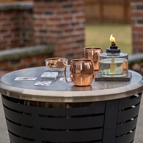Patio Tabletop Fire Pit Cover – 25.6" Durable 304 Stainless Steel Lid – Weather-Resistant Outdoor Fire Pit Protection – Converts Fire Pit into Table – Patio & Backyard Accessory, Gold