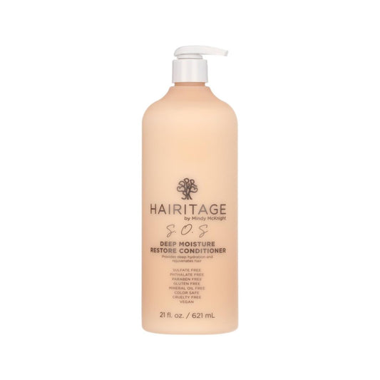 Hairitage Deep Moisture & Restore Deep Conditioner with Safflower Oil for Dry, Thick Hair - Hydrating - for Coily + Curly + Wavy Hair Types - Vegan for Women + Men, 21 fl. oz.