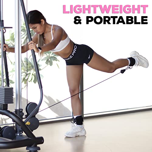 YAGHZU Ankle Straps for Cable Machines Women - Adjustable Gym Ankle Strap for Cable Machine, Neoprene Padded Cable Straps, Durable Leg Strap with Cable Cuff, Glute Kickback Ankle Strap with D Rings