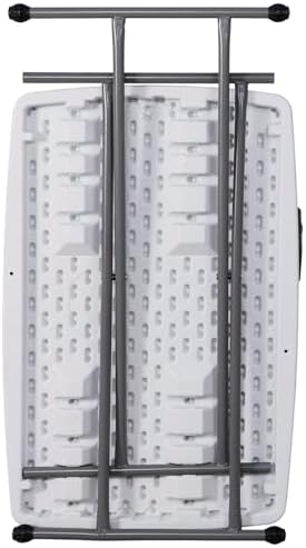 SUPER DEAL 2.5 Foot Plastic Folding Table, Indoor Outdoor Portable Heavy Duty Adjustable Height Kitchen or Camping Barbecues Picnic Party Table, White