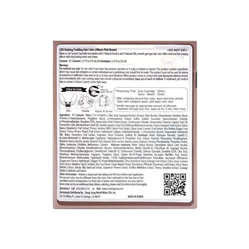 eZn Pudding Hair Dye Ammonia Free Semi-Permanent Self Hair Dye DIY Kit included contain Keratin Made in Korea Beauty (Warm Pink Brown)